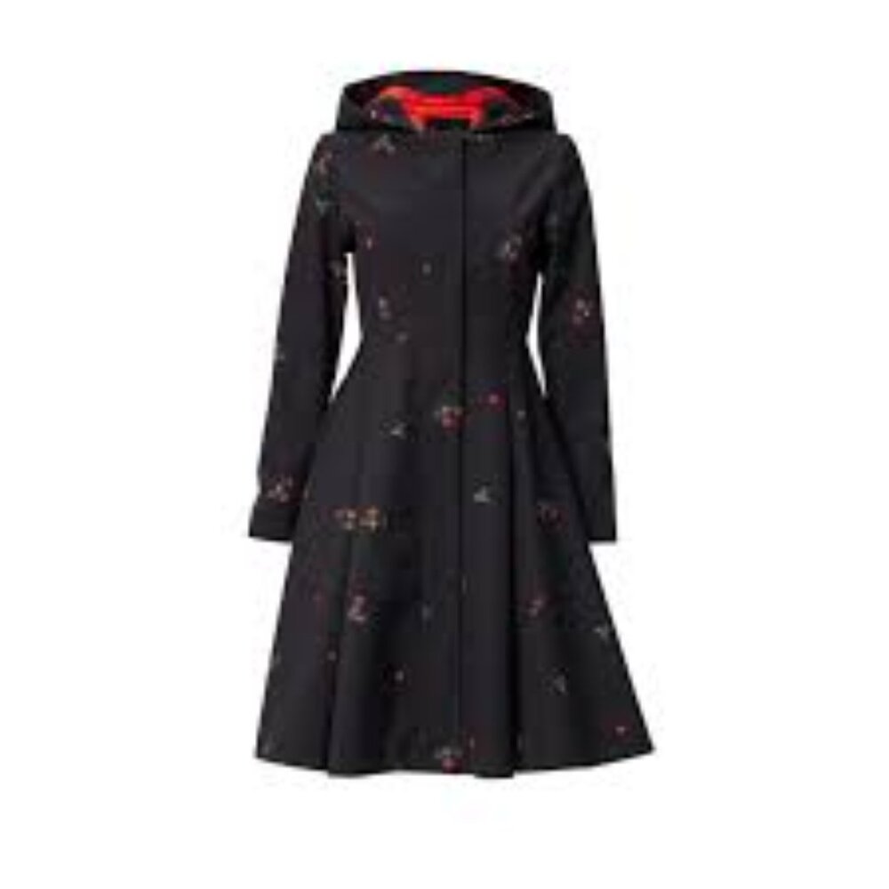 Rainsisters Fit and Flare Strawberry Print Raincoat- NWT